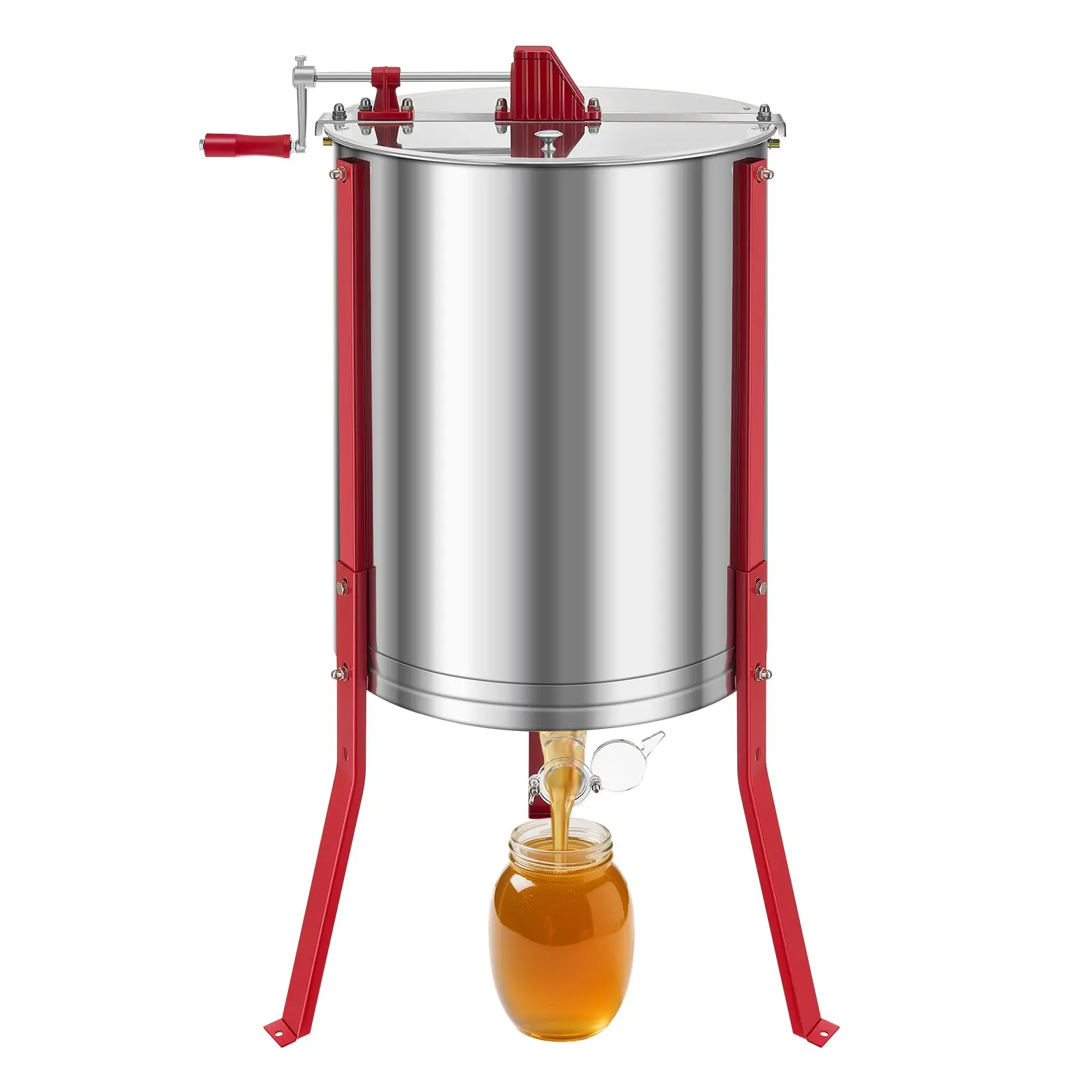 【FathersDayGift】VEVOR Honey Extractor, 6 Frame Manual Honey Spinner with Transparent Lid, Stainless Steel Honeycomb Drum Spinner with Height Adjustable Stand, Honeycomb Extraction Centrifuge Equipment for BeekeepingSummervibes