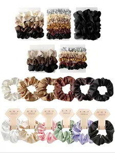 27/28pcs Satin Hair Ties Set, Elastic Hair Accessory, Morandi & Macaron Colors, Versatile for Commuting & Dates, Easy to Style, Elegant Look