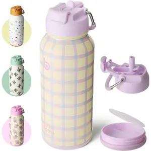 BOTTLE BOTTLE 32oz Insulated Water Bottle Stainless Steel Sport Water Bottle with Straw Dual-use Lid Design for Gym with Pill Box