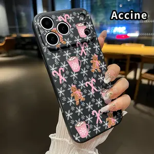 Gingerbread Candy Bliss Pattern Straight Edge Phone Case Soft Case for iPhone 17 16 Pro Max 15 Plus 14 13 12 11 Air XR E XS Plus Shockproof Drop Protection Rugged Durable Silicone Cover
