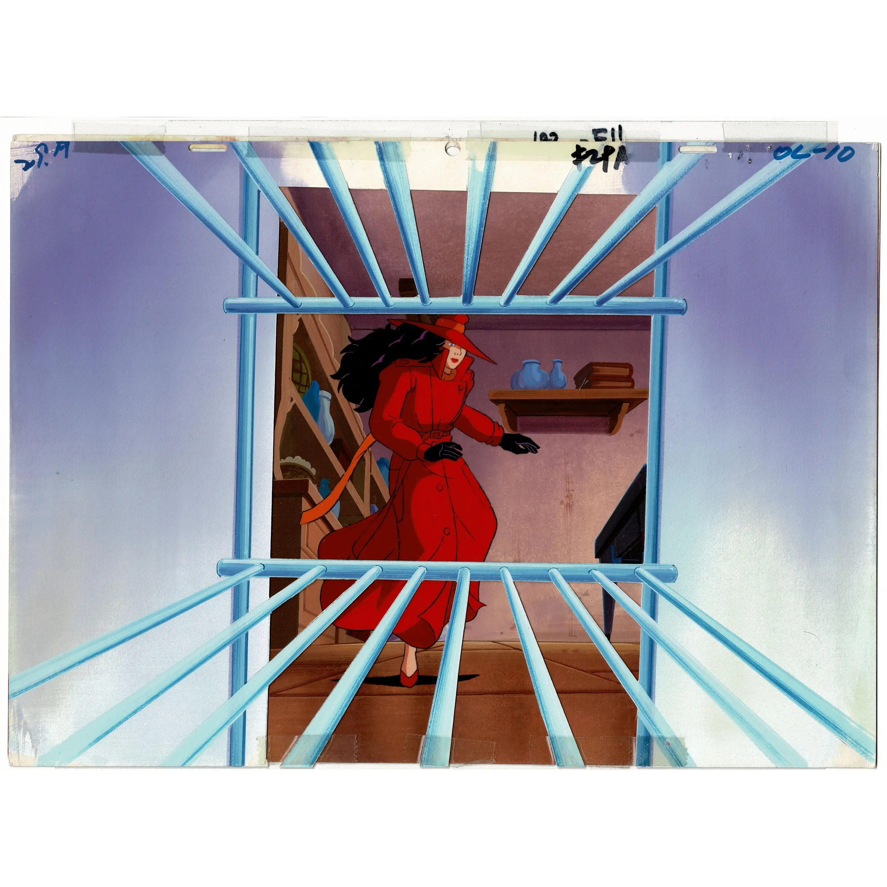 Carmen Sandiego DIC Original Production Animation Cel, Painted Background OBG and drawing 1994-1999 c11