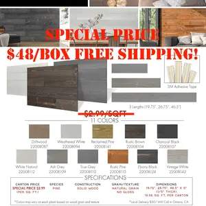 Solid Wood Wall Panels 2mm, in Reclaimed Pine Finish, Variable Length Box