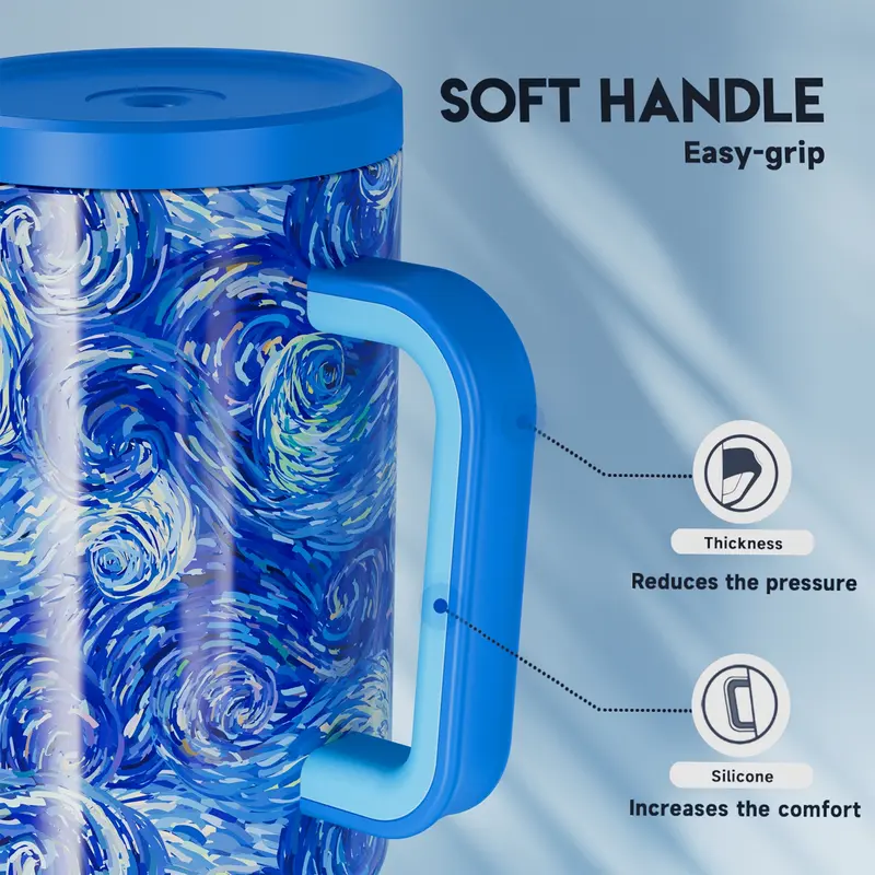 40oz Vacuum Flask, Vacuum Insulated Tumbler, Stainless Steel Water Bottle with Handle, Large Capacity Drinking Cup for Home Office Outdoor Camping 4