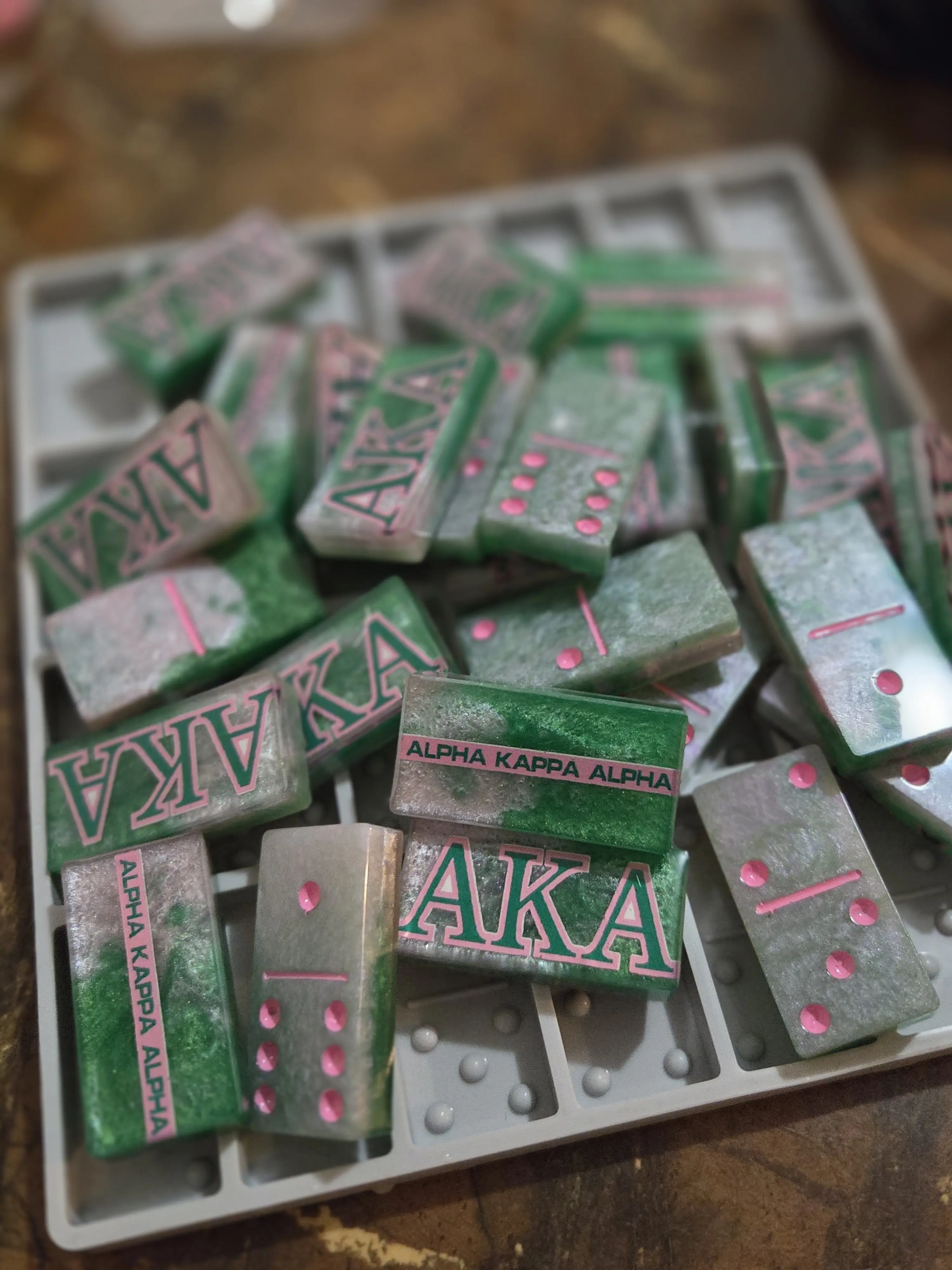 Custom Domino Set Inspired by Greek Life, Custom Poured | Made-to-Order Game Night & Collector Piece