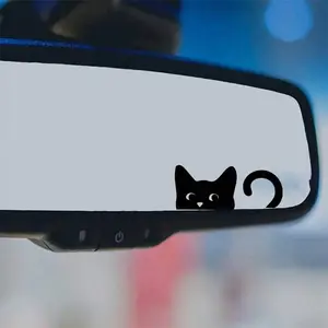 3PCS/SET Black Cat Car Decorative Sticker for Car Rearview Mirror/Body, Highlight Cute Pet Style, Inject Healing DNA into Your Car, Trendy Decoration Maximizes Your Car's Attractiveness