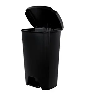 12.1 Gallon Plastic Step On Kitchen Trash Can, Black Bin Smooth smart can motionsensor trashcan