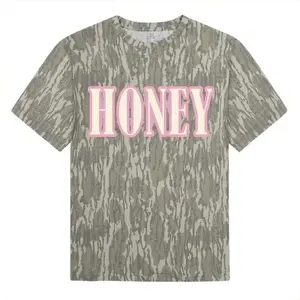 Unisex Honey MHC Mossy Oak Bottomland Camo Printed Shirt, Stretch Fabric, Streetwear Casual Material Versatile Styling Soft Fabric Edgy