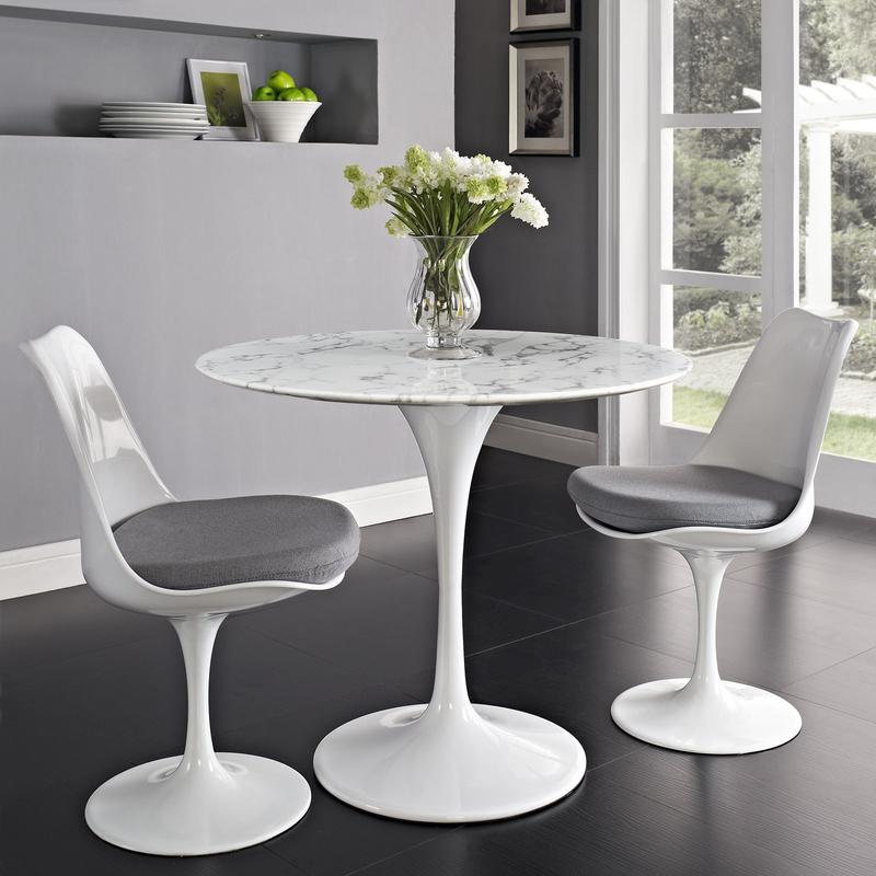 Modway Lippa 36" Round Artificial Marble Dining Table in White