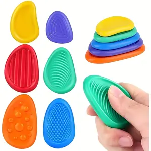 6-Pack Multicolor Stress Relief Stones, Soft Elastic Massage Stones, Durable & Washable, Ideal for Home Office, Relaxing Sensory Experience