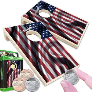 Coinhole Desktop Game Set for Coin Bouncing | Tabletop Cornhole with American Flag | Travel-Sized Fun