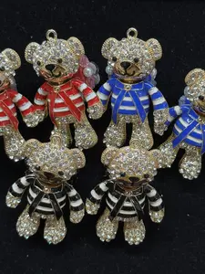 (330-332) 2PCS Bear Rhinestone Charms | Cute DIY Jewelry Accessories