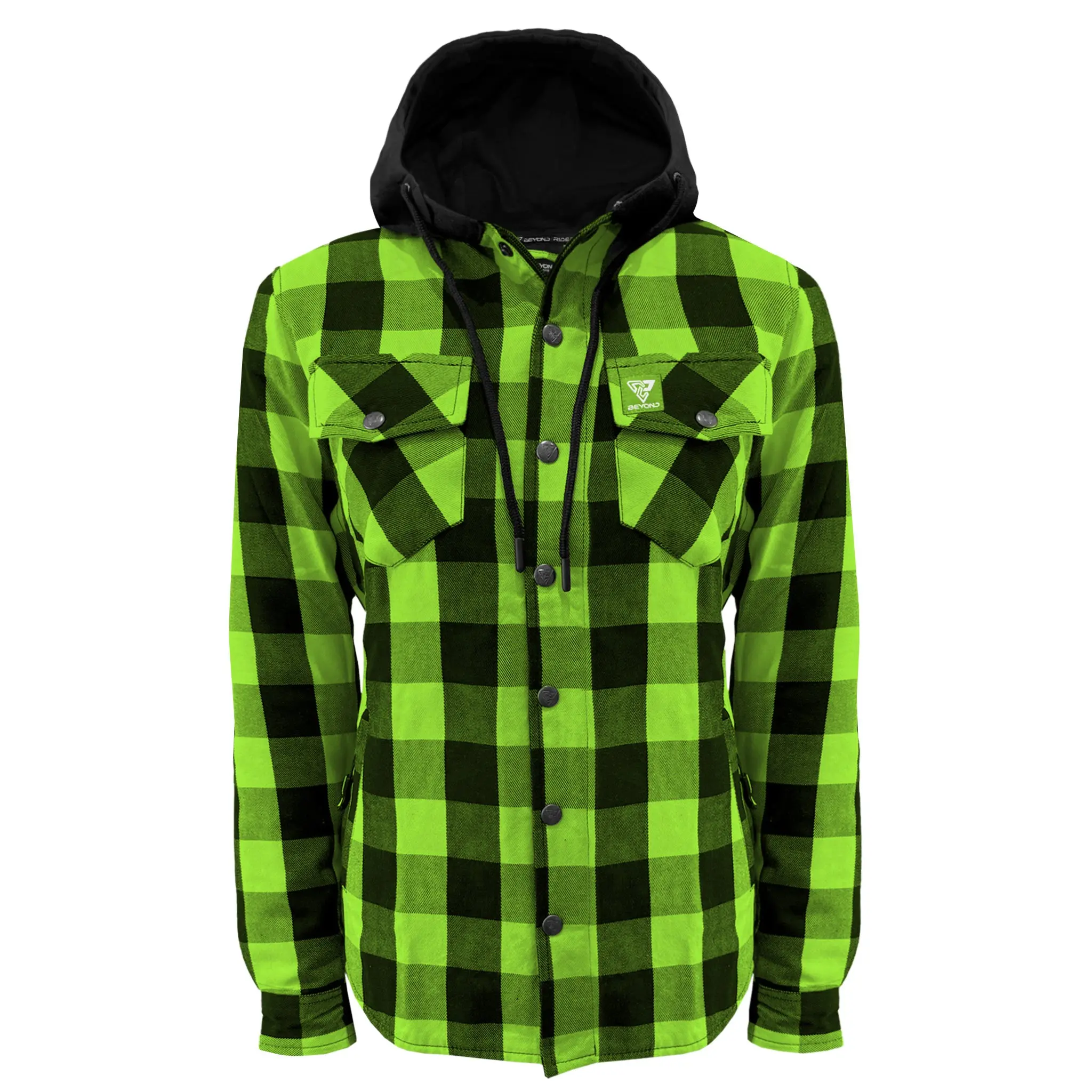 SALE Protective Flannel Hoodie for Women - Green and Black Checkered