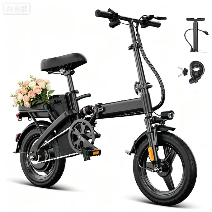 Adult Portable Folding Electric City Bike, 500W Motor, 20MPH Adjustable Speed, 35+ Mile PAS Range, 14" Lightweight Steel Frame, 3 Riding Modes, UL2849 Certified for Commuting, City Bikes