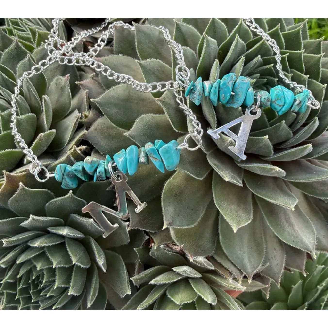 Turquoise Initial Necklace 16" - Elegant Jewelry for Women