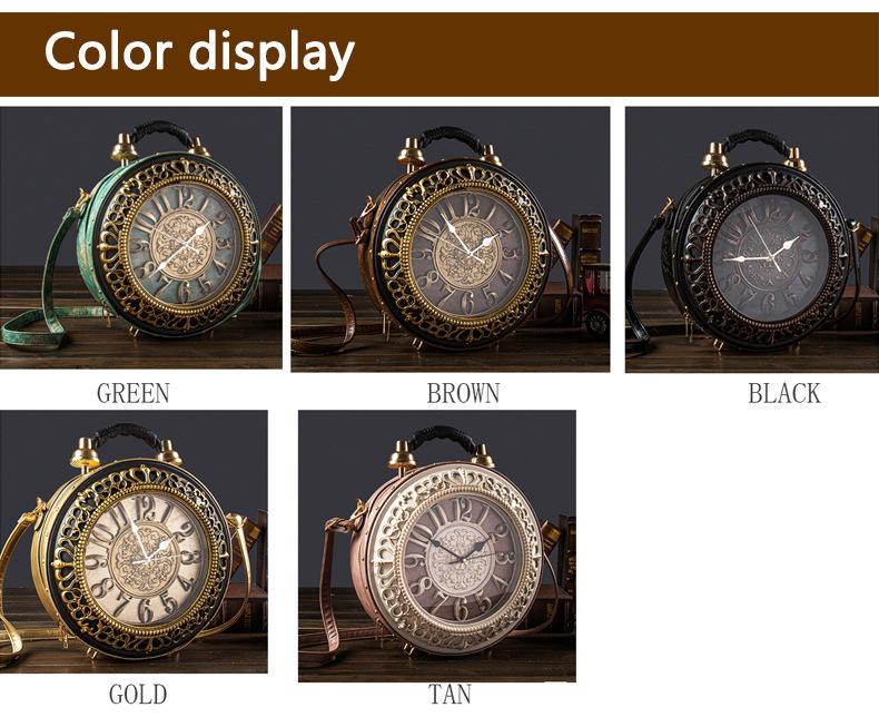 Women's Retro Style PU Leather Crossbody Bag - Battery-Powered Clock, Waterproof Sling Bag, Interior Pocket, Ideal Gift