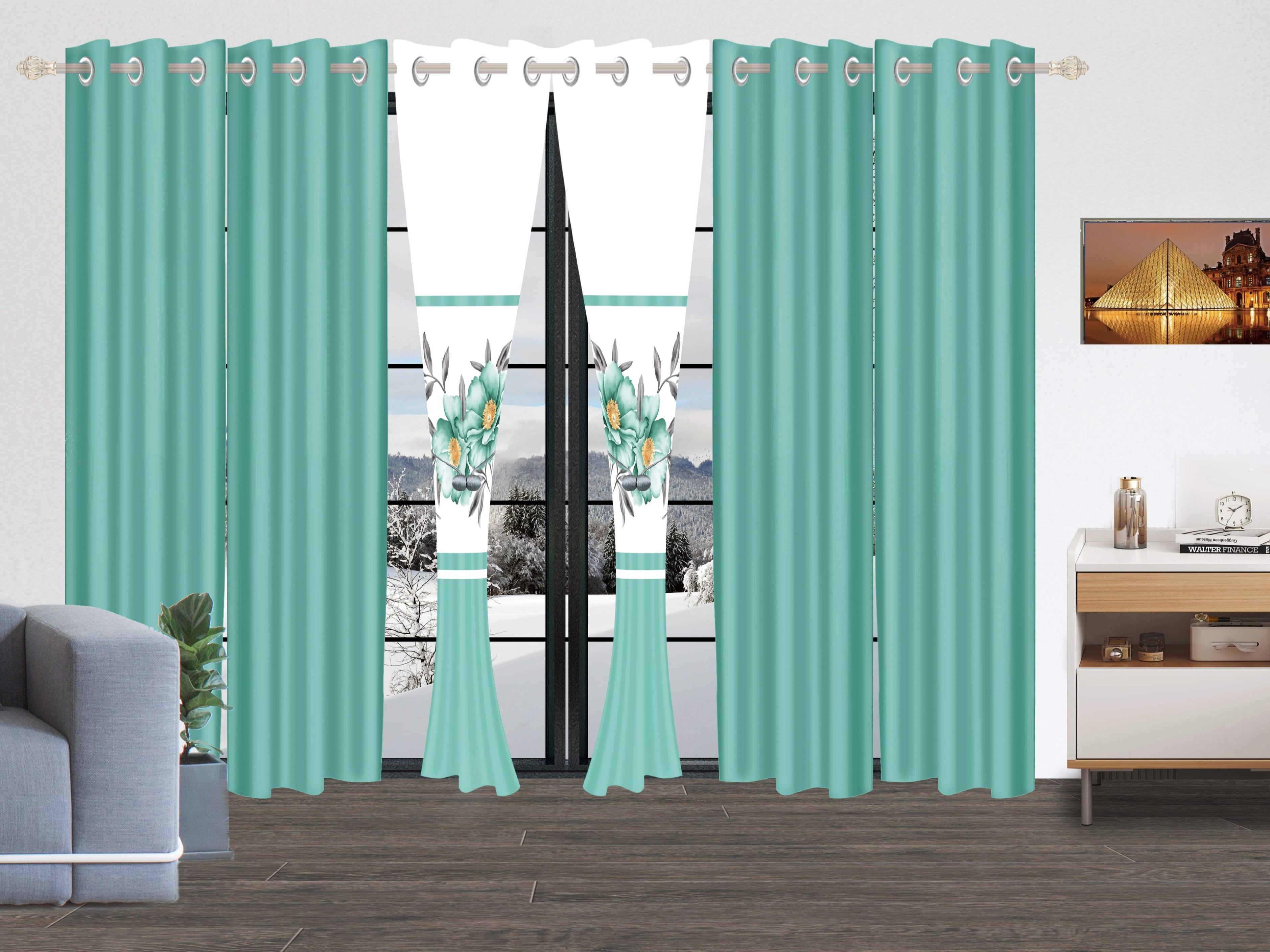 6-Piece Curtain Set | 2 Printed + 4 Solid | Semi-Sheer | 38"x84" | Floral Collection: Blue+Red, Purple Gardenia, Red Peony, Green Rose | Perfect for Living/Dining/Study/Bath 6-Piece Curtain Set | 2 Printed + 4 Solid | Semi-Sheer | 38"x84" | Floral Collection: Blue+Red, Purple Gardenia, Red Peony, Green Rose | Perfect for Living/Dining/Study/Bath