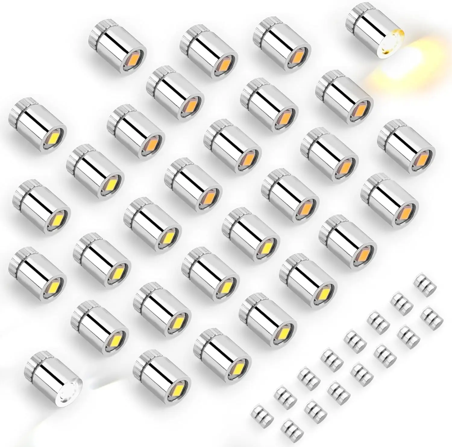 30pcs Micro LED Lights - Warm White & Cool White Battery-Operated Mini Lights with 15pcs Batteries, 1.5x1cm Plastic Shell for Dollhouse Lighting, Paper Lantern Decorations, Diy Projects