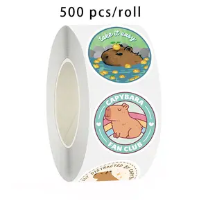 500 Sheets Roll 1 Inch Cute Capybara Stickers, Perfect for Water Bottles, Laptops, Envelopes, Phone Cases, Decorative Stickers