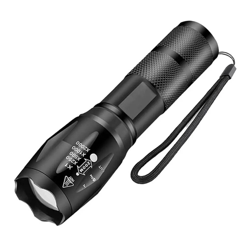 Portable LED Flashlight, 5 Lighting Modes Waterproof Zoomable Flashlight, Battery Powered Multifunctional Outdoor Pocket Light For Camp Hike