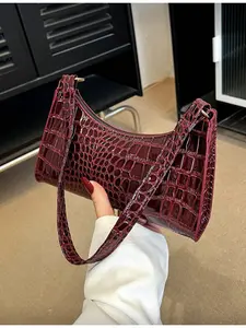 Women's Solid Color Minimalist Shoulder Bag Cross Body Bags Daily Casual Use Fashion Wine Red Bag