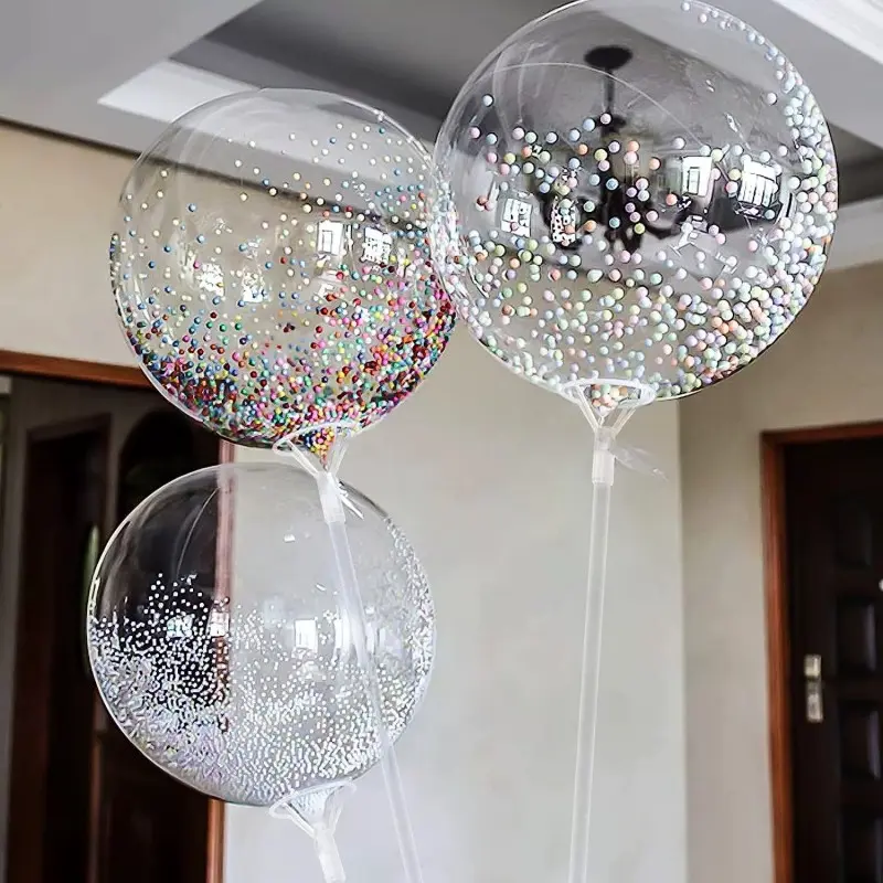 18-Piece Foam Bead Transparent Balloon Set, Includes 2 Foam Beads and 16 Balloons, Perfect for Birthday Parties, Weddings, New Year, Valentine's Day Photoshoots, Balloon Party Supplies, Balloon Decorations Kit