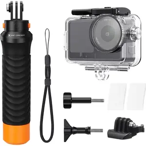 K&F CONCEPT 60M/196FT Waterproof Case with Floating Handle Kit Compatible with DJI Osmo Action 6, Underwater Housing with Cold Shoe Mount|Anti-Fog Sheet,Deep Diving Scuba Protective Shell