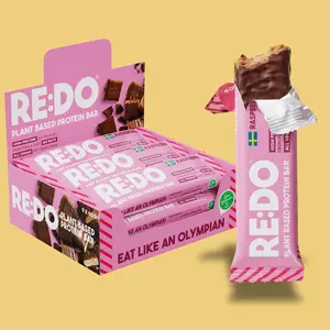 RE:DO RASPBERRY Plant-Based Protein bar, 9 Bars, 12g Vegan Protein, Dairy & Nut Free, No Palm Oil, Meal Replacement, Healthy Snack
