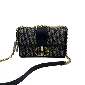 Pre-owned Dior Montaigne WOC30 Medium Black bag with black gold hardware, monogram chain bag, H6 z62795