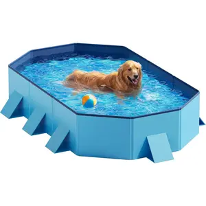 Foldable  Pool with Sturdy Square Design, Durable 71" Lx39 Wx12 D  Portable Pet Bathtub with Reinforced Sidewalls for Stability, Ideal for Indoor & Outdoor Use (Blue)