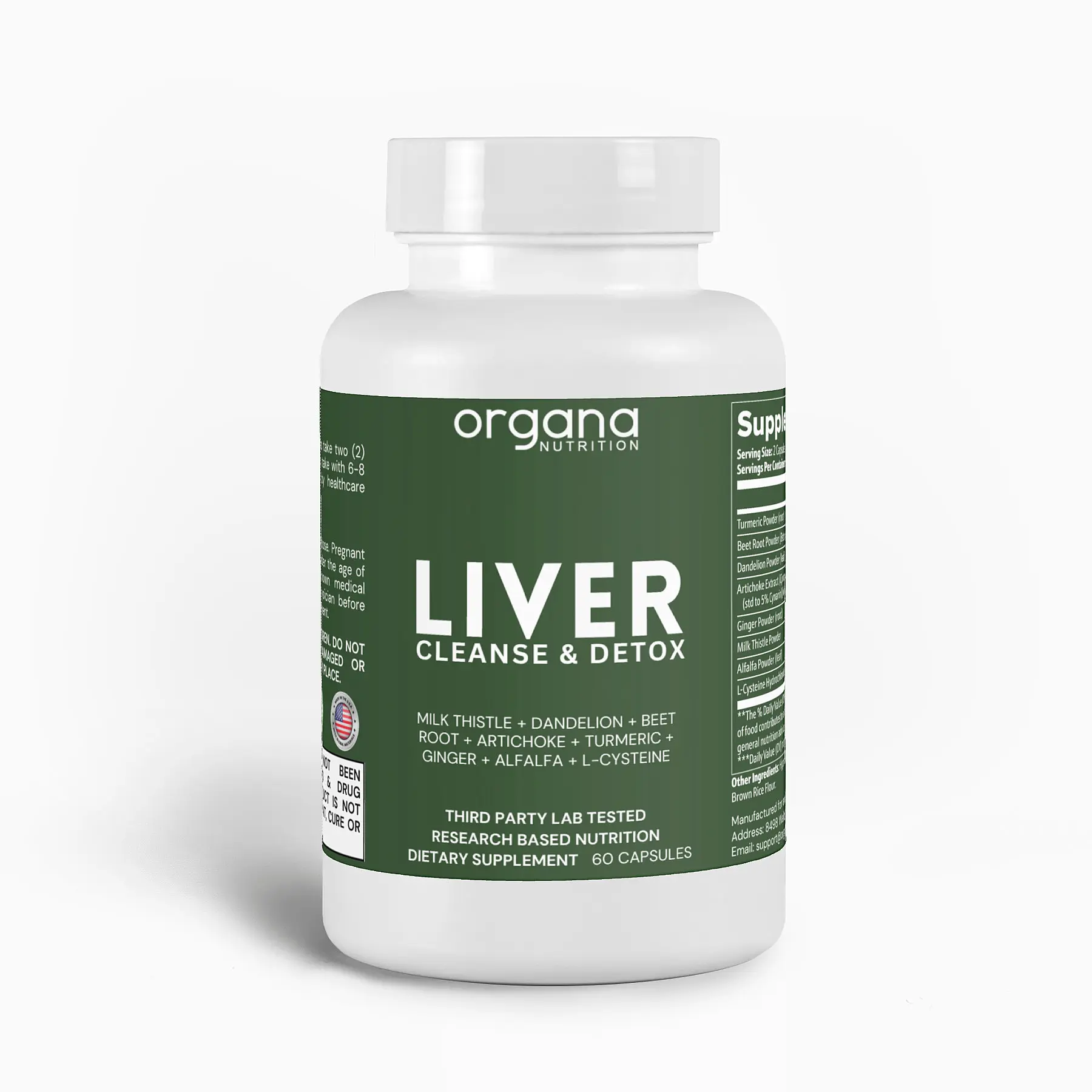 【Organa】Liver Cleanse & Detox With Turmeric, Beet Root, Artichoke, Ginger, Milk Thistle, Alfalfa, L-Cysteine