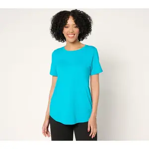 Susan Graver Weekend Essentials Comfy Cotton Crew Neck Top