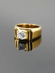 Super Sparkling Zircon Men's Luxury Engagement Ring, Silver Plated Personality Domineering Hipster Simulation Diamond Marriage Band Ring Gift