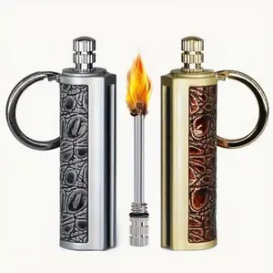 Retro Permanent Match Lighter, 10000 Times Classic Lighter, Flint Metal Match Lighter, Outdoor Emergency Fire, Waterproof Permanent Lighter, Portable Ignition Tool, Suitable for Outdoor Camping Fire Ignition Stick (without Oil)