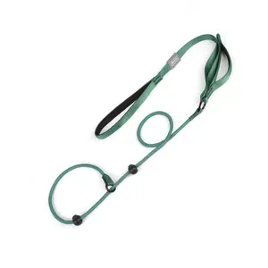 Reflective Slip Lead Dog Leash with Double Handles, 360° Swivel No-Tangle Training Leash, Heavy-Duty No-Pull Leash & Collar for Small Medium Large Dogs