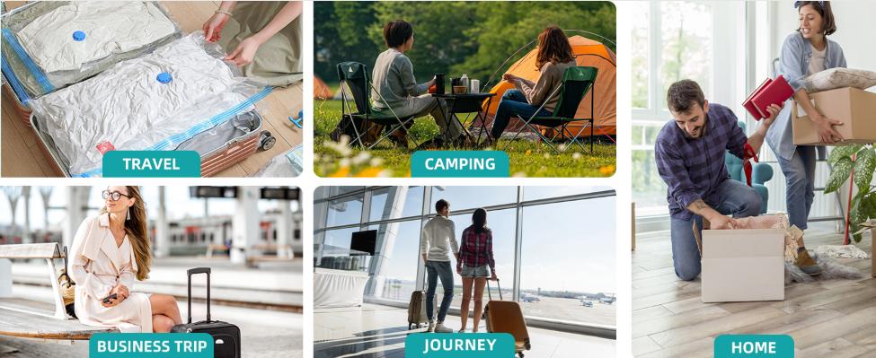 12-Pack Reusable Vacuum Storage Bags with Pump, Space-Saving Compression Bags for Travel, Bedding, Clothes & Moving