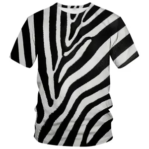 Unisex Realistic Zebra Striped Fur T-Shirt, Casual Daily Wear for Adults, Fashionable Animal Print Top for Parties & Outdoor Activities, Trendy Streetwear for Men & Women