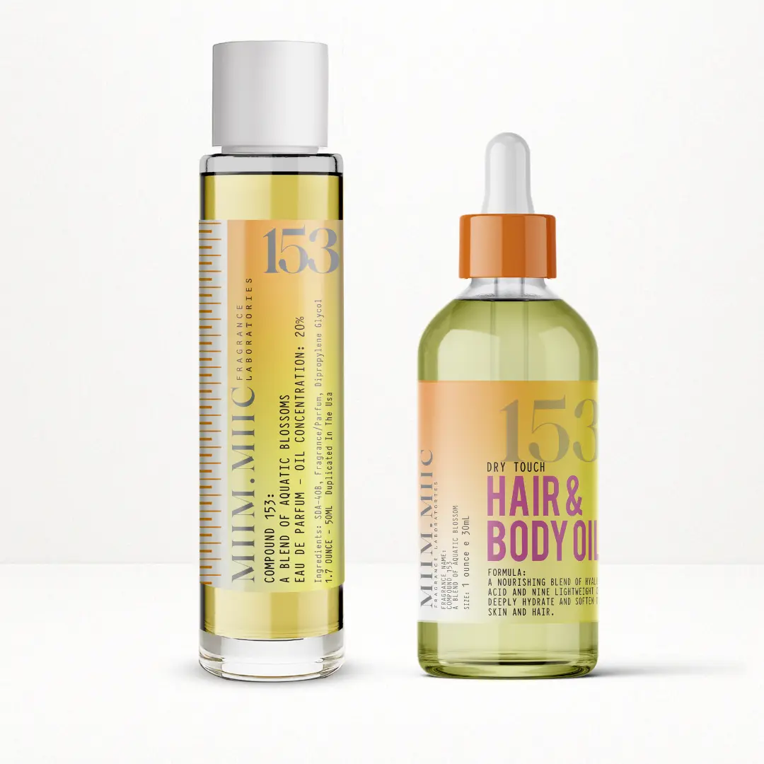 MIIM.MIIC Fragrance Labs No 153 Aquatic Blossoms Fragrance Sets - Liquid EDP & Cruelty-Free Vegan Hydrating Body Care Oil Layering Set, Radiant Florals, Refined Warmth, Moroccan Allure, Pepper, Neroli Notes, Signature Scent, Youth Boost, Vacay Glow Use