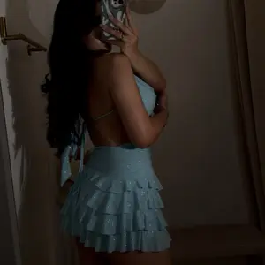 Mya Glitter Romper Dress (Aqua)