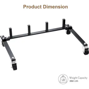 Car Dolly Storage Rack, 4-Dolly Capacity, with 360° Rotatable Wheels, Jack Stand Organizer- for Garage & Auto Shop, Compatible with Most Dollies, Black