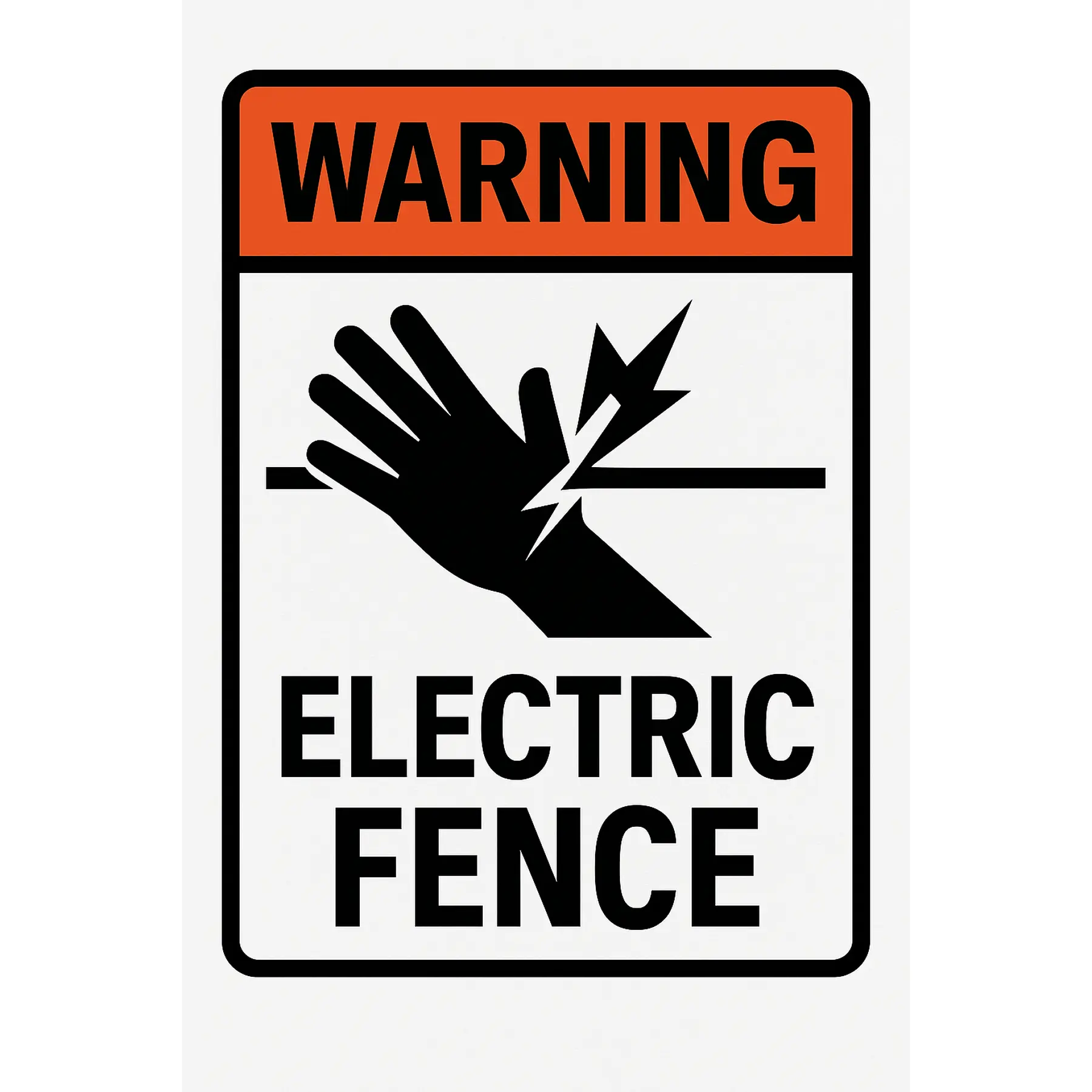 Warning Electric Fence Sign - Safety Alert for Outdoor Security - Bright Orange and Black Design - Essential for Property Protection