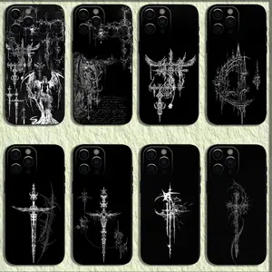 Cyber Sigil Cross line Phone Case For iPhone 17 16,15,14,13,12,11,Pro Shockproof Protection Anti-Drop Protective Protector Shell Cover