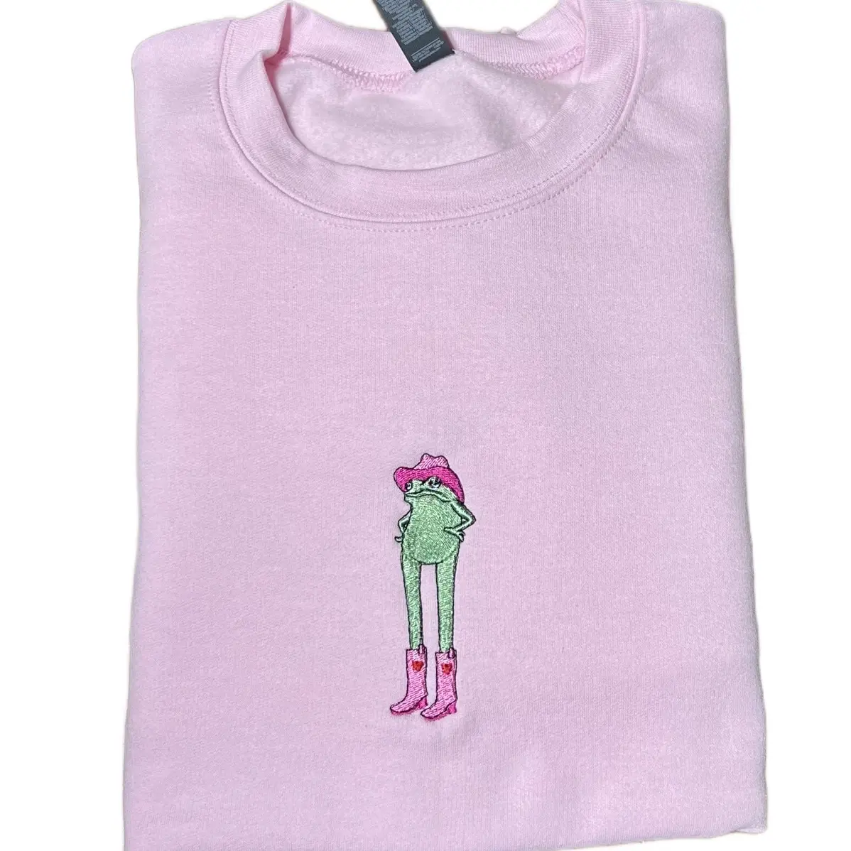Valentines Cowboy Frog Embroidered Sweatshirt