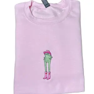 Valentines Cowboy Frog Embroidered Sweatshirt