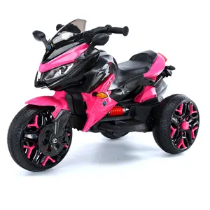 Motorcycle RideOn Motorcycle 3Wheels Battery Powered Motorbike Rechargeable 12 V kids ride on toy with PU seat Training Wheels manual throttle drive by hand Lighting wheels