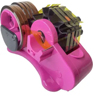 [Limited time deal] Heat Tape Dispenser Pink, Semi-Automatic Tape Dispenser with Compartment Slots