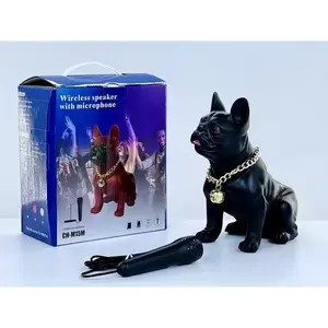 Kik_French Bulldog Bluetooth Speaker with Wired Microphone - Powerful Sound, Unique Dog Design M15 for Universal Cell Phone And Bluetooth Device (White) Audio Wireless Compact Portable