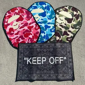 Keep Off Shark Camo Rug - Non-Slip Luxury Custom Rug with "KEEP OFF" Text, Available in Various Colors