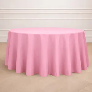 Polyester Round Tablecloth 120" Pink - Durable & Seamless Table Cover