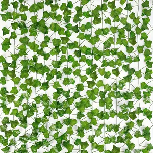 12 Pack Artificial Ivy Greenery Garland, Fake Vines Hanging Plants Backdrop for Room Bedroom Wall Decor, Green Leaves for Jungle Theme Party Wedding Decoration