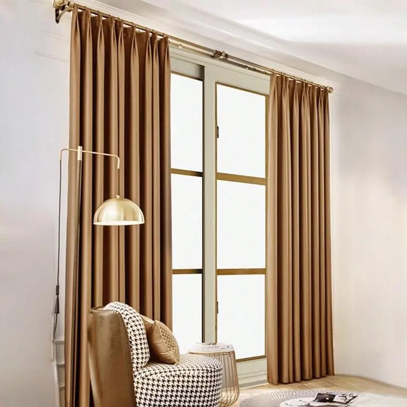 2PCS Elegant Solid Color Blackout Curtains, Luxury Window Drapes for Living Room Bedroom, Stylish Floor-to-Ceiling Design, Privacy Grommet Curtains, Ready Made Curtains